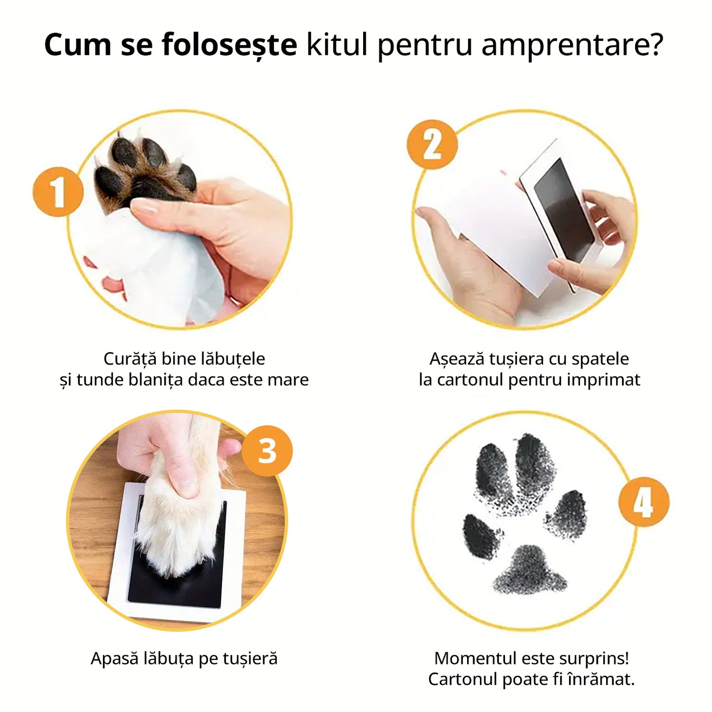 Kit cu 2 coli pentru amprentare lăbuțe pisici sau căței sau picior și mână pentru bebeluși - amintiri neprețuite