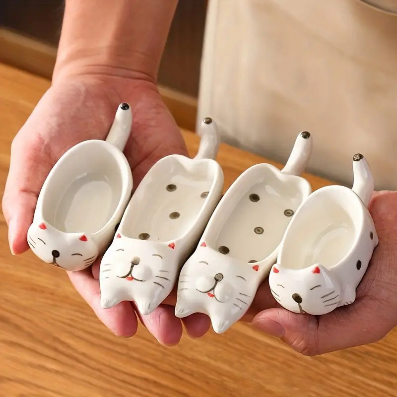 Set de vase din ceramică in forma de pisici pentru sosuri, aperitive, sushi