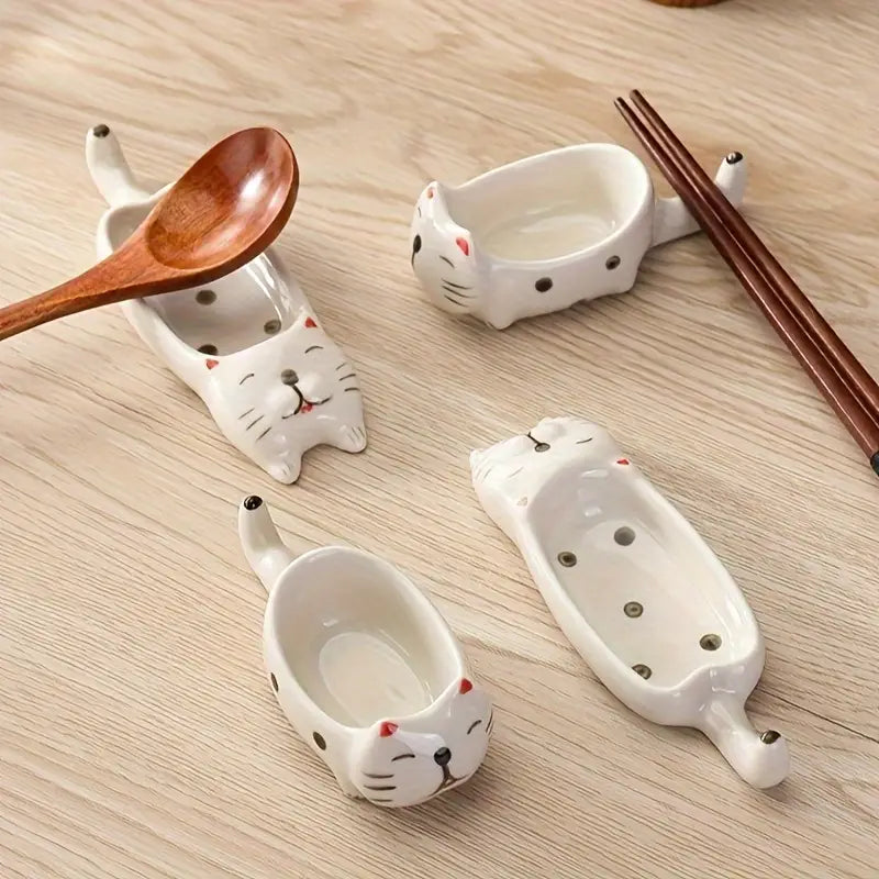 Set de vase din ceramică in forma de pisici pentru sosuri, aperitive, sushi